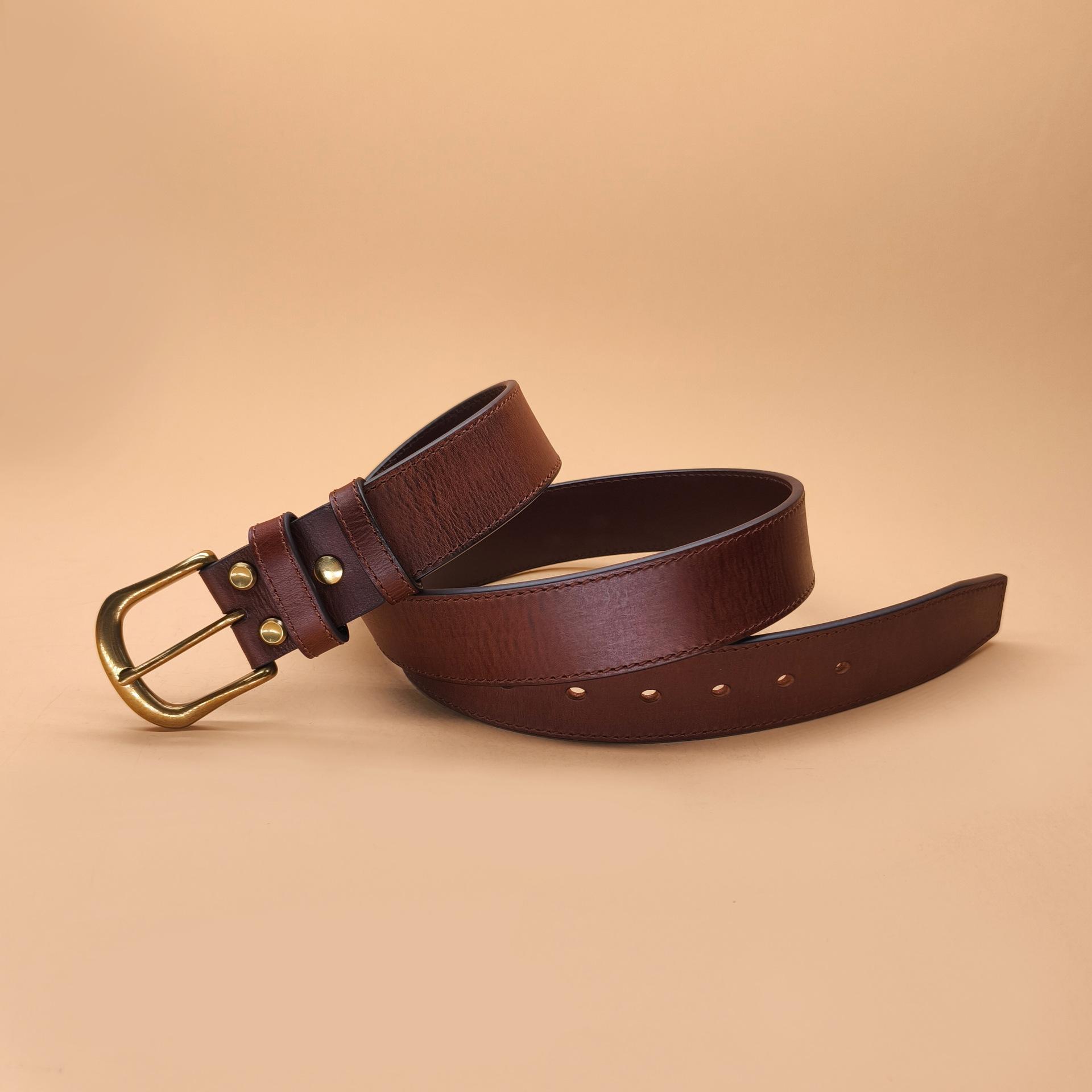 

Ремень первого слоя, мужской ремень из чистой меди, ремень из настоящей коровьей кожи, мужской ремень в стиле ретро с пряжкой. 110cm-130cm хаки