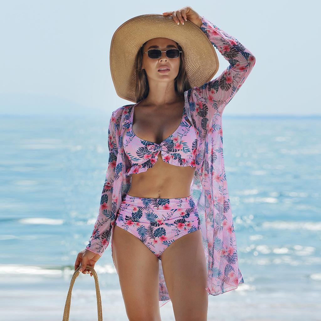 New Multi-color Printing Sexy Fashion High-end European and American Women's Bikini BIKINI Three-piece Women's Swimsuit