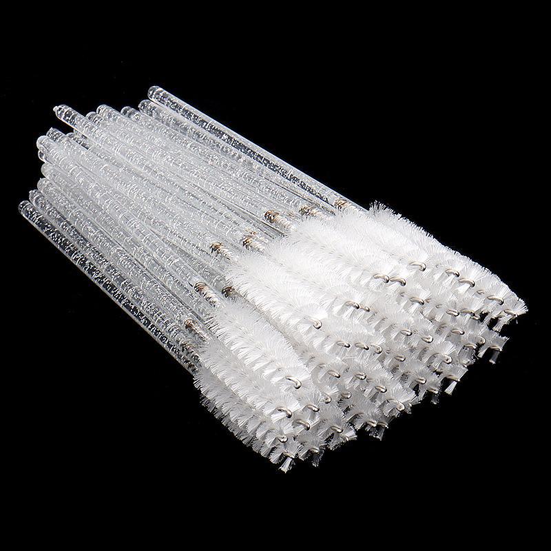 Crystal Spiral Disposable Eyelash & Eyebrow Brushes, 50-Pack – Convenient Nylon Beauty Tool.