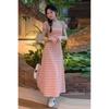 Plus Size French Striped Summer Dress with Waist-Cinching Slimming Design