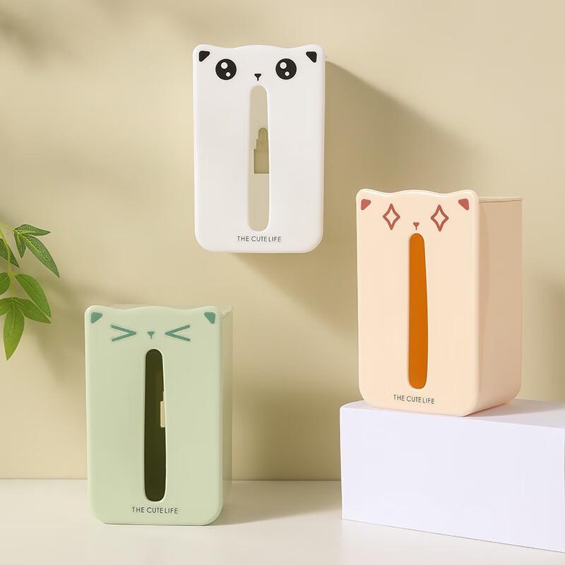 Fumade Punch-Free Wall-Mounted Tissue Box with Shelf, 3-Pack