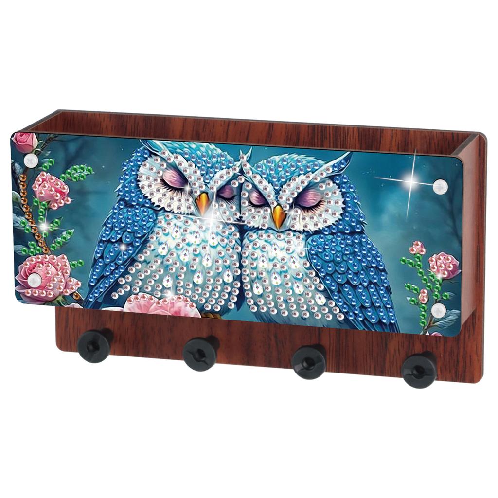 Wall Mounted DIY Diamond Art Handmade Wood Container Wooden Crystal Painting Storage Box for Living Room Home Office Decoration