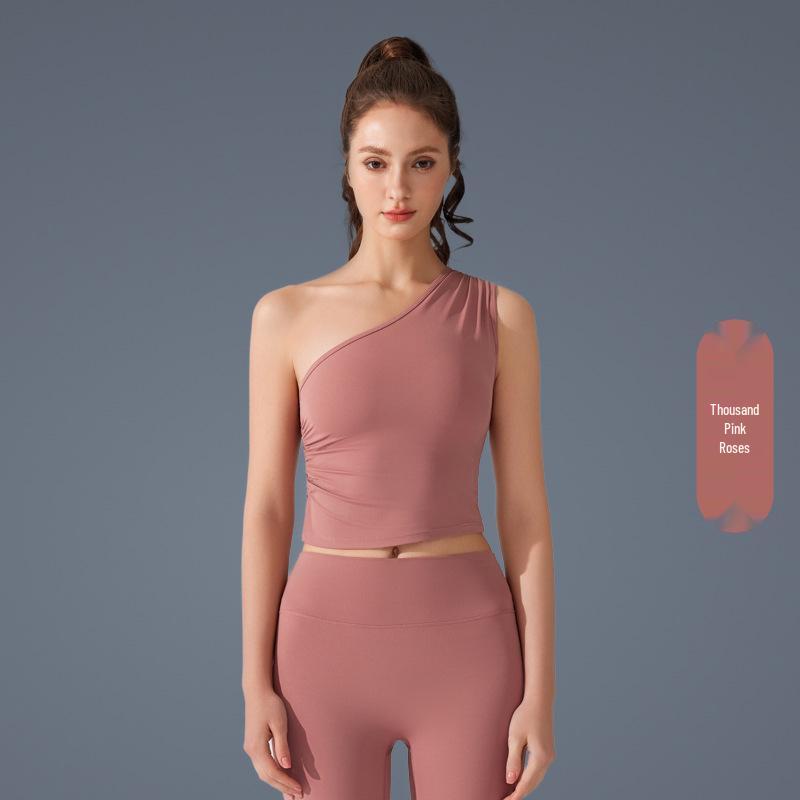 

Антибактериальный костюм для йоги с открытыми плечами, плиссированным топом и спортивным бюстгальтером без рукавов Extra Large