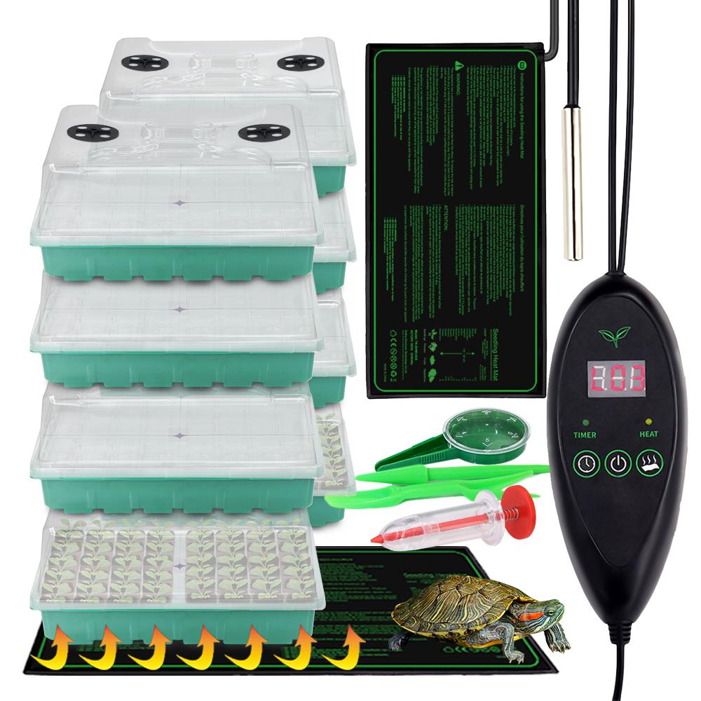 

Главная Сад Семена Стартовый Поднос Контейнеры Регулируемый Подогреватель Теплица Ящик Для Роста Рассады С Купольным Влажным Чехлом Набор