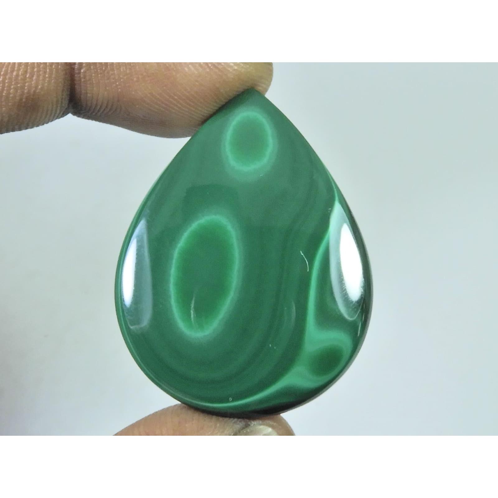 

56Cts. Natural Green Malachite Pear Shape Cabochon Loose Gemstone 30X39X04MM D-360