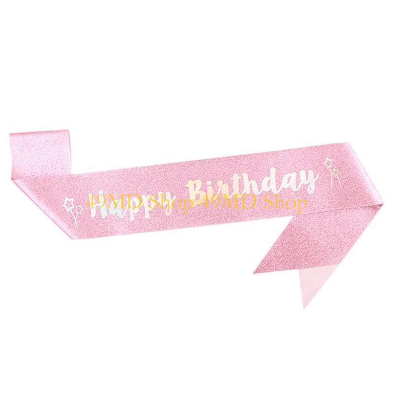 49MD 2pcs Birthday Party Crystal Tiaras and Sash Set for Women Fashion Hair Accessory