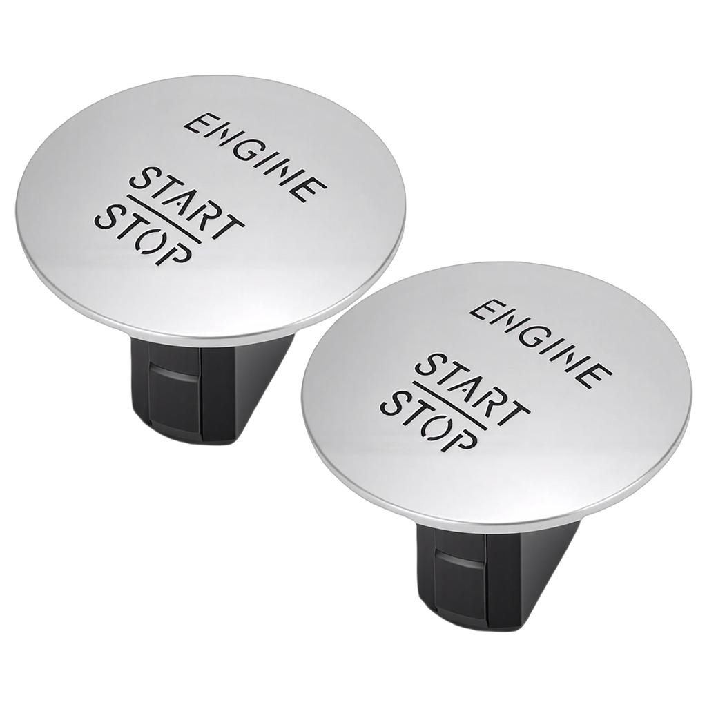 2pcs Engine Push Start Button, Silver Color Replacement Keyless Go Start Stop Pushbutton with Easy Installation, for Vehicle Part Number 2215450714