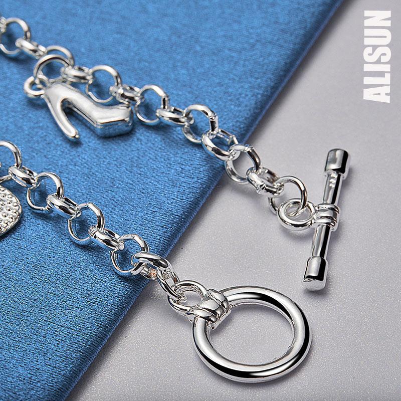 925 Sterling sølv høy hæl bag anheng armbånd fasjonable bryllup smykker