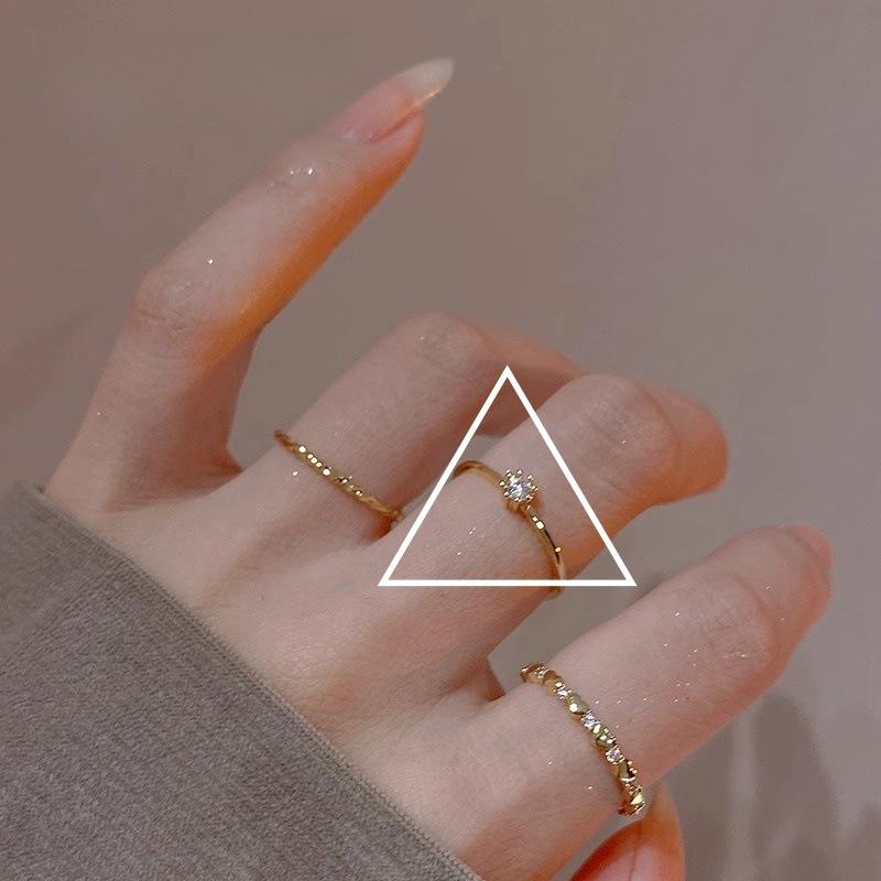 Ins Wind Zircon Plain Ring, Personalized Design, Light Luxury Open Ring, Jewelry Tide