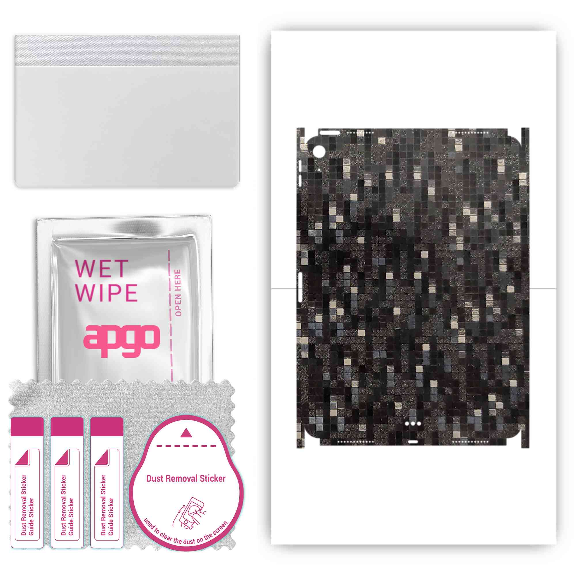 

apgo Protective Skin Sticker for the back+sides compatible with Apple iPad Air 2022, Full Wrap Film, Foil, Vinyl - Pattern Carbon Black Pixel