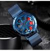 Sanda Men's Creative Rotating Quartz Wristwatch with Mesh Strap
