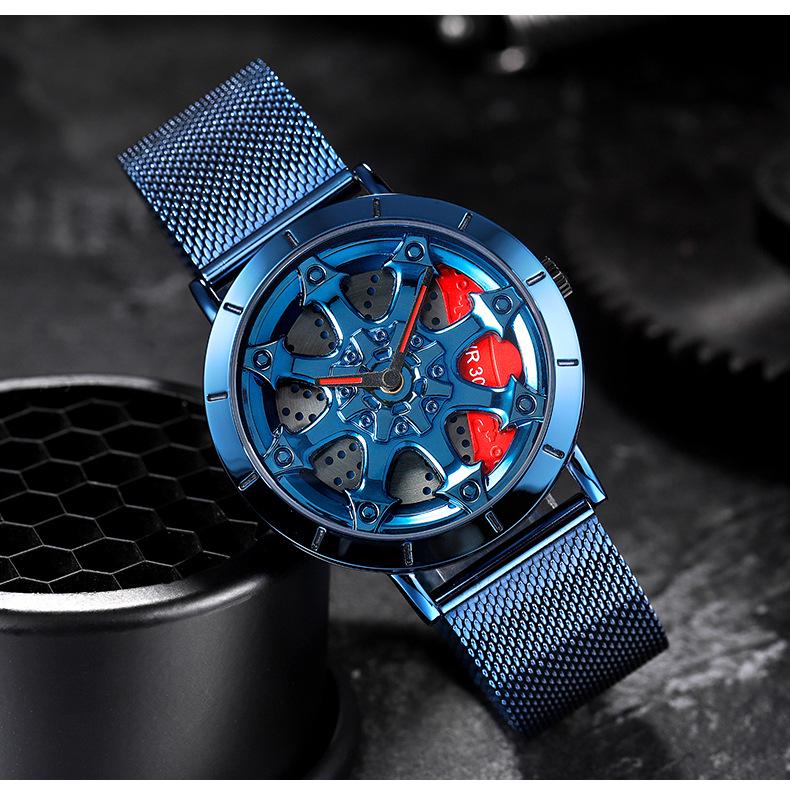 Sanda Men's Creative Rotating Quartz Wristwatch with Mesh Strap