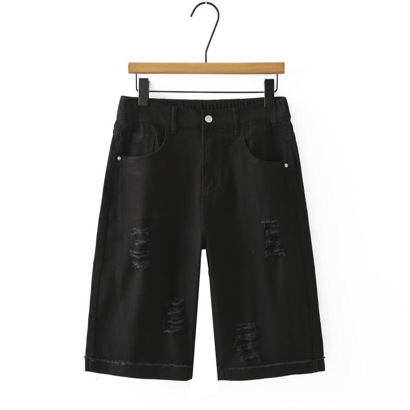 Plus Size Jeans Shorts Pants Women Oversize Loose Casual Cotton Denim Elastic Casual Pants Fashion Hole