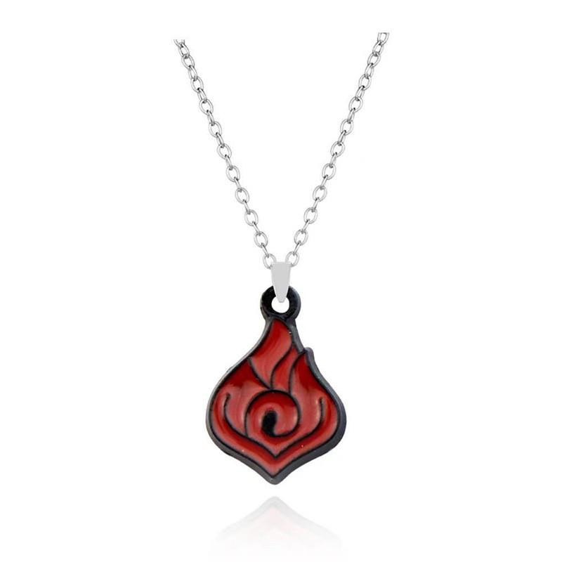 New Genshin Impact Elemental Vision Pendant Necklace Set Stylish Alloy Leaf Design