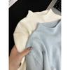 Autumn and Winter Milk Blue Soft Waxy Semi-turtleneck Stacked Solid Color Sweater Women's Inner Bottoming Shirt Simple Knitted Top