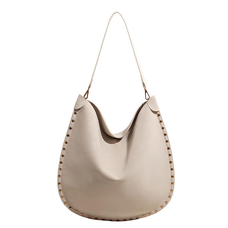 Persality Horseshoe Shape PU Solid Hasp Women's Shoulder Bags  Exquisite Rivets Large Capacity Versatile Crossbody Bag