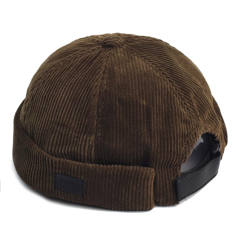 New Corduroy Docker Cap Without Visor Thickening Vintage Winter Autumn Brimless Caps Dome Beanie Hat Men Women Retro Street Hats