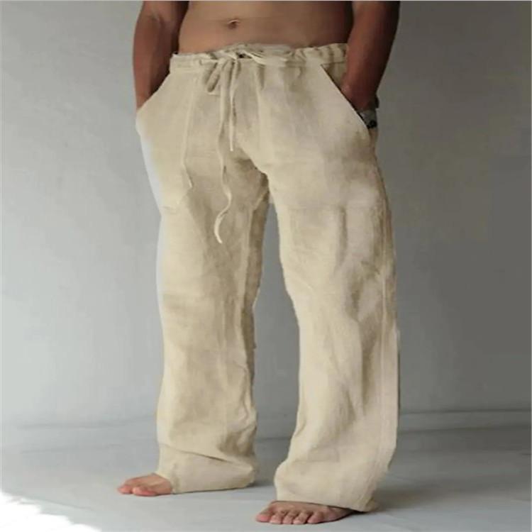 Herren Locker Lässige Hosen Sommer Neu Elastischer Bund Kordelzug Atmungsaktiv Sport Lange Hosen