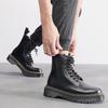 Doppellinie High-Top Martin Stiefel Damen Persönlichkeit Kurze Stiefel Loch Lederstiefel Muffin-Sohle Britische Lokomotive Stiefel Herren