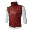 Hot-selling men's leather vest Slim-fit multi-zipper lapel short leather vest