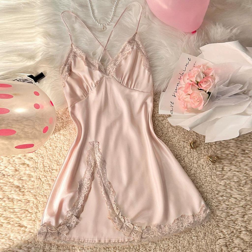 Women's Sexy Fun Camisole Nightgown Lingerie Set with Robe - Summer To Winter Home Wear Pajamas