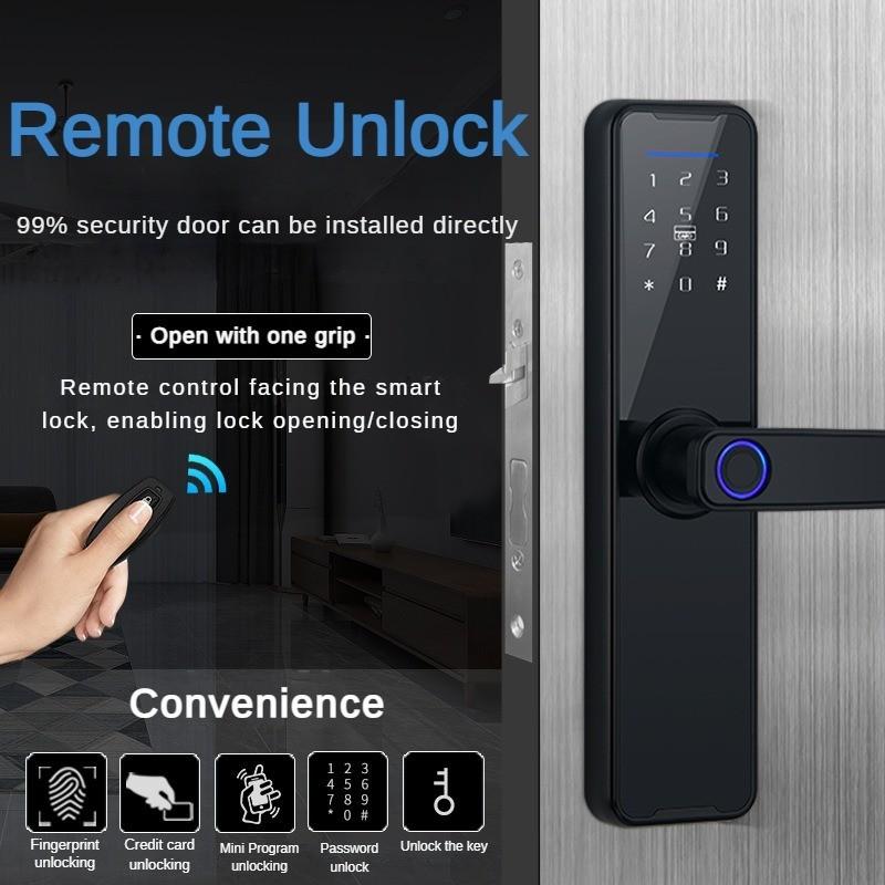 60*250mm Hotel Apartment Password Indoor Intelligent Electronic Fingerprint Lock Silent Energy-saving Electric Wood Door Lock Anti-theft Lock