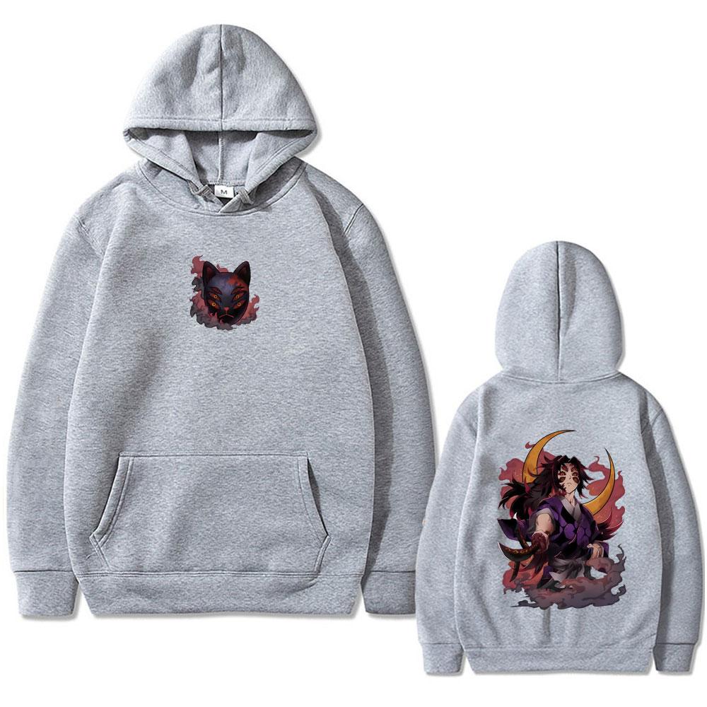 Anime Demon Slayer Kokushibo Hoodie Men's Women's Cartoon Oversized Hooded Sweatshirt Unisex Vintage Pullover Hoodies