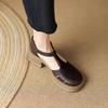 Hollow Thick-soled Bag Head Sandals Women's 2025 Summer New Round Head Middle Heel T-shaped Shoes Versatile Retro Pig Cage Shoes