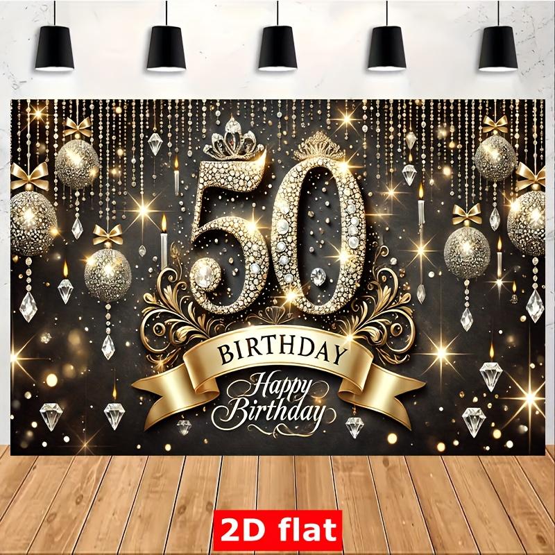 1 piece of 2D flat curtain for 50th birthday polyester photo background cloth party banner and flag birthday supplies