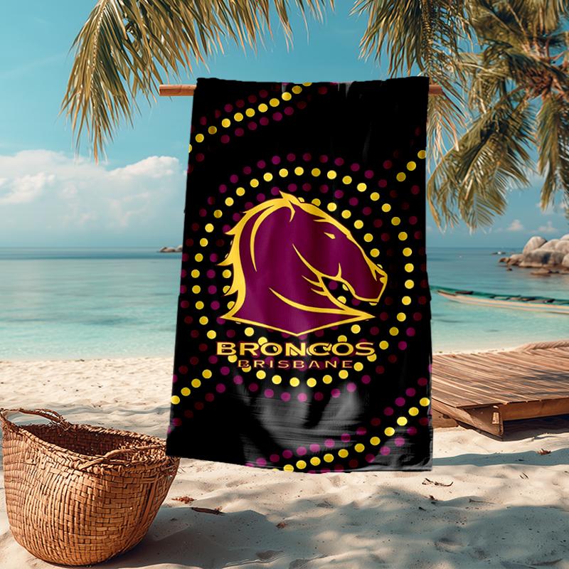Brisbane Broncos Fashion Beach Towel: Ideal for Summer Adventures, Soft, absorbent and quick drying, suitable for swimming and bathing