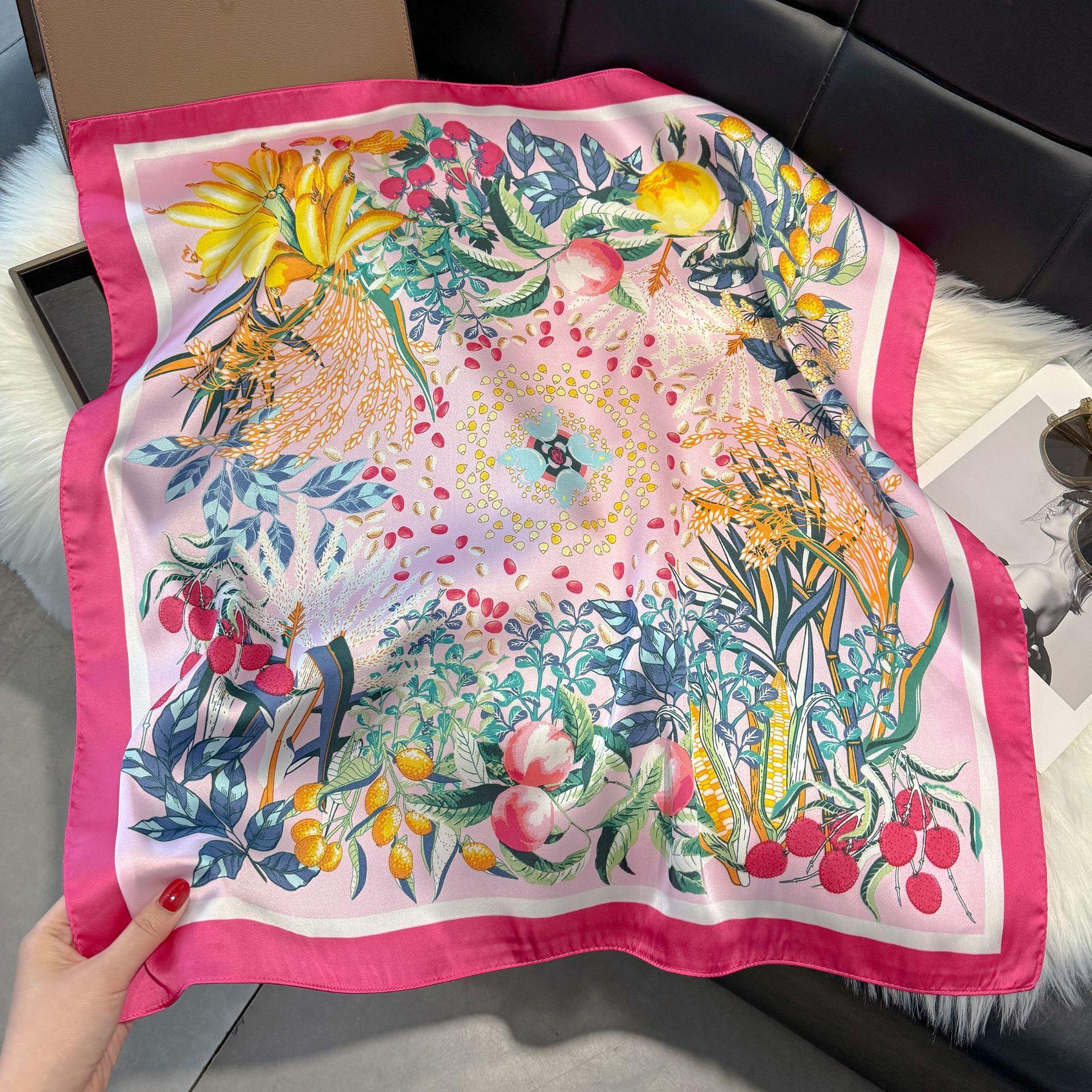 

Light Luxury 70 Small Square Scarf High-End Sense Simulation Silk Scarf Women S Small Scarf Ethnic Headscarf Scarf 70*70