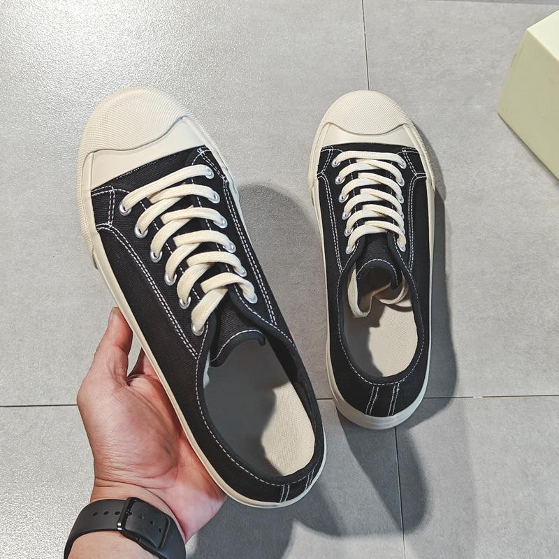 Spring new milky white breathable canvas shoes men's board shoes versatile little white shoes trendy casual shoes men's shoes