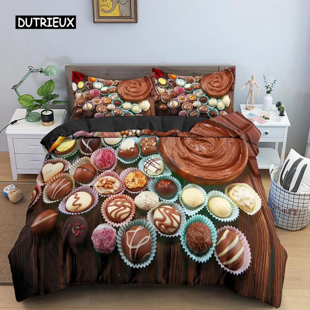 

Delicious Chocolate Dessert Duvet Cover Set for Kids Girls Soft Polyester Bedding Double Queen King Size EU single(135x200cm)