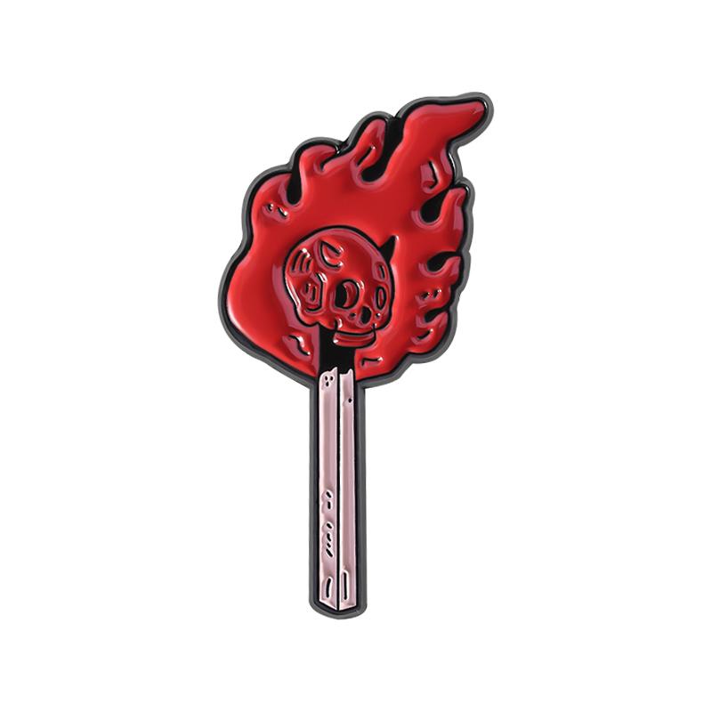 SEE YOU IN HELL Enamel Pins Custom Skull Matchsticks Brooches Lapel Badges Clothes Punk Jewelry Gift for Friends