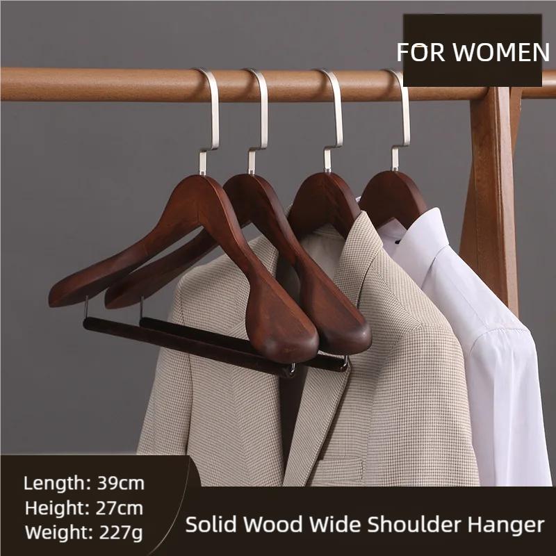 

Роскошные деревянные вешалки для костюмов, вешалки для пальто, вешалки для пиджаков, верхней одежды, рубашек с широкими плечами, крючки с поворотом на 360 градусов, противоскользящая перекладина 1PC