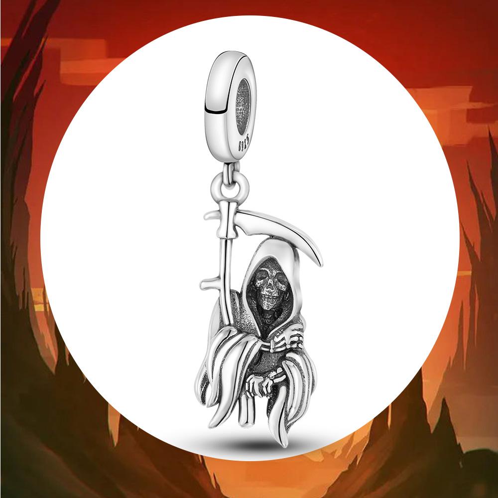 Halloween Skeleton Charms 925 Sterling Silver Clown Skull Charm Beads Fit Original Fashion Bracelet 925 Silver Jewelry Making