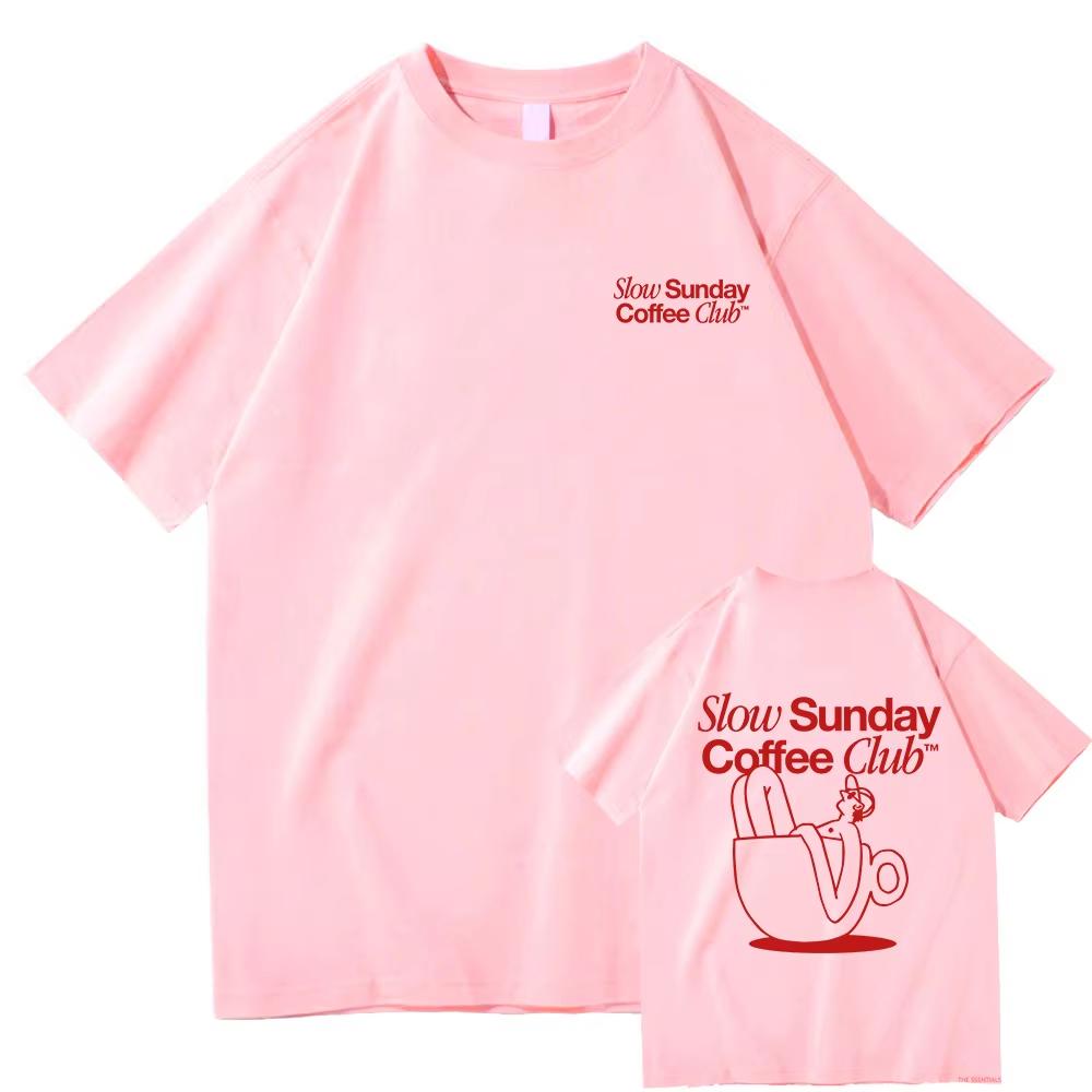 Slow Sunday Coffee Club T Shirt Men_women Harajuku Vintage Graphic Tshirt Classic Unisex High Qualit T-shirt Hip Hop Streetwear Top