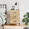 Bedside Table - Maison Exclusive - Sonoma Oak - Metal Legs - 40x40x66 Cm