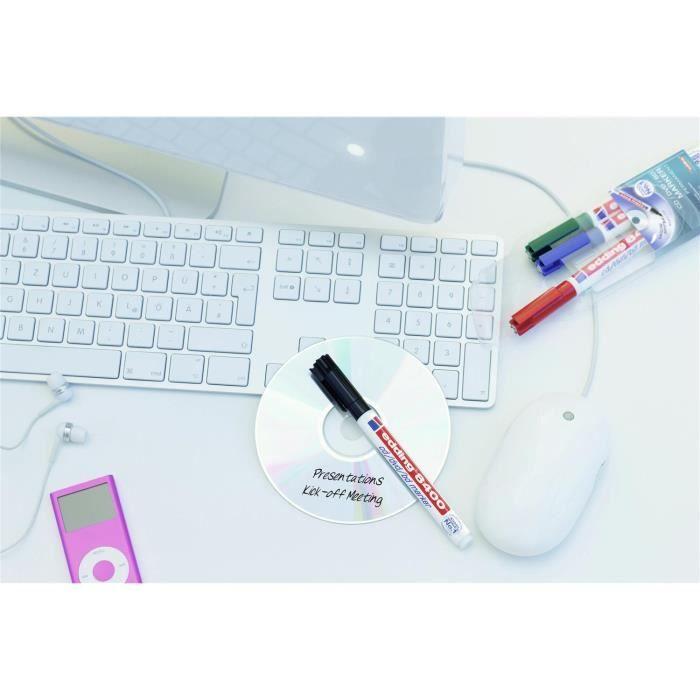 Marqueur - edding - 8400 - Lot de 10 - Pointe Fine - Indélébile - Noir