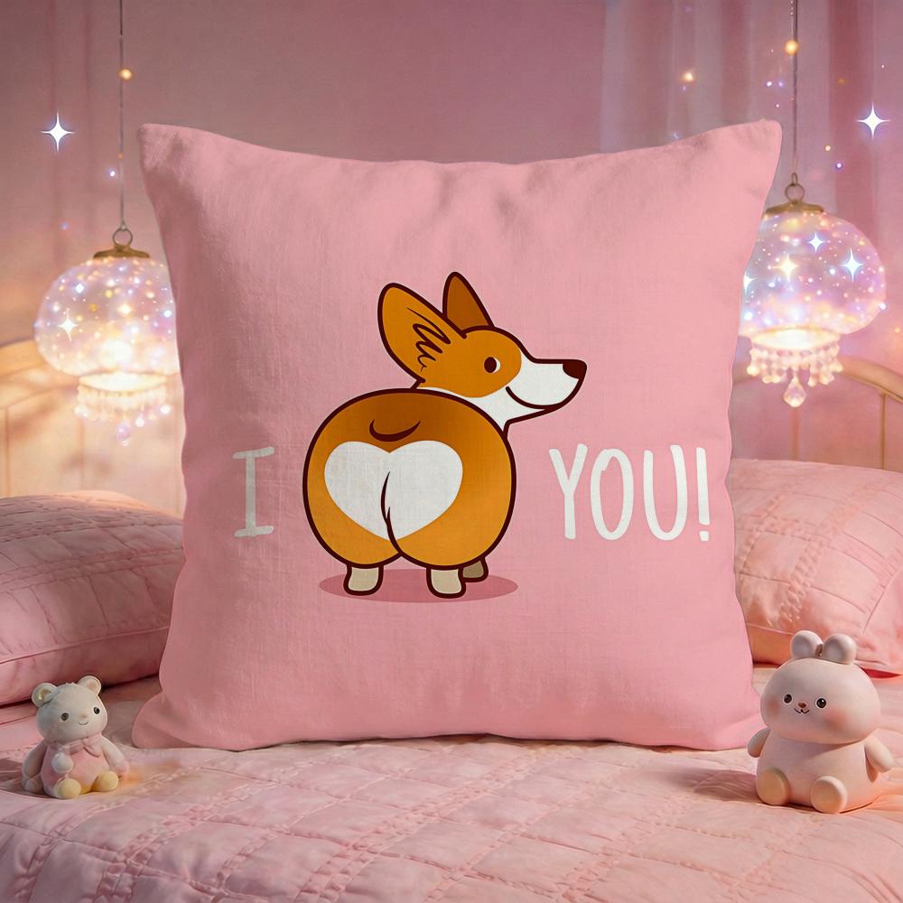 Lovely Corgi Puppy Cushion Cover Premium Comfort Reversible Pillow Cove Two in One Design for Any Room  Car Interior