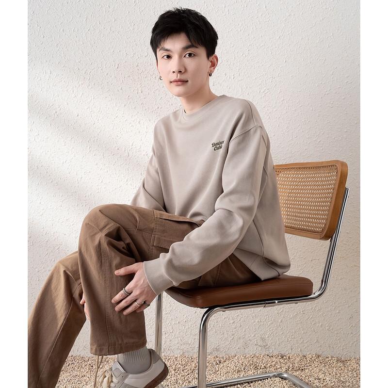 TonLion Men's Left Chest Print Crewneck Sweatshirt