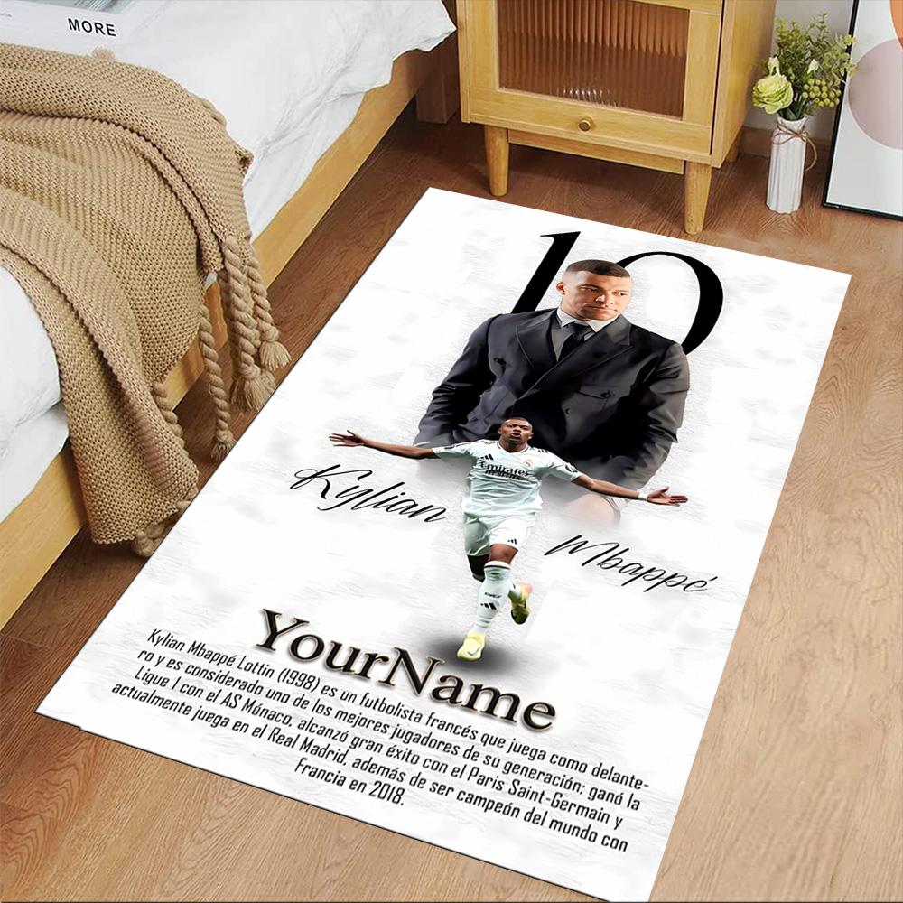 Mbappe Customizable Name Floor Rug Office Rug Perfect for Foyer Bedrooms Kitchen Living Rooms Antislip Carpet Anime Office Decor