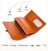Women's Tri-Fold Genuine Leather Wallet: Large Capacity, Multiple Card Slots, Korean Style Coin Purse with Clasp.