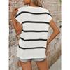 Sommer Rundhals Kurzarm Lässiger Gestreifter Strickpullover Damen Locker Einfach Büro Damen Oberteile Lässig Elegant Dünner Pullover Damenbekleidung