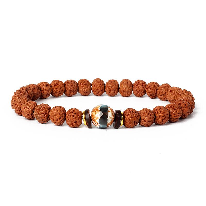Natural Wood Star Moon Bodhi Seeds Bead Bracelet Promotes Meditation Wisdom & Good Luck Fortune Enlightenment Harmony Jewelry