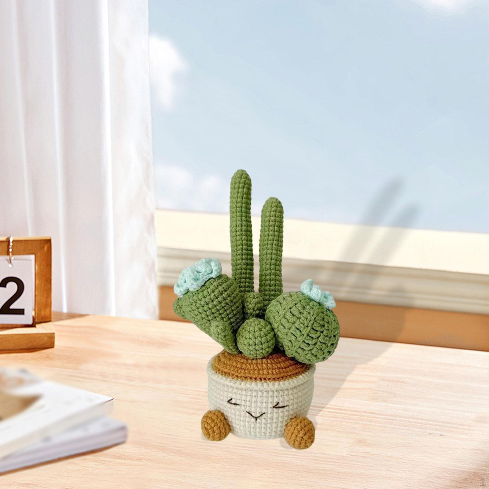 

Искусственные вязаные крючком цветы в горшках, цветы ручной вязки для офиса Yellow Flower