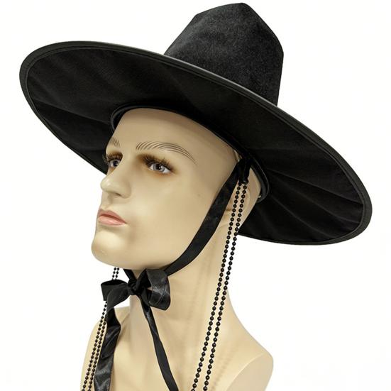 Elegant Stage Costume Hat Korean Traditional Hat, Anime Cosplay Accessory, Performance Flat Cultural Party Top with Beaded Chain for Cosplay,