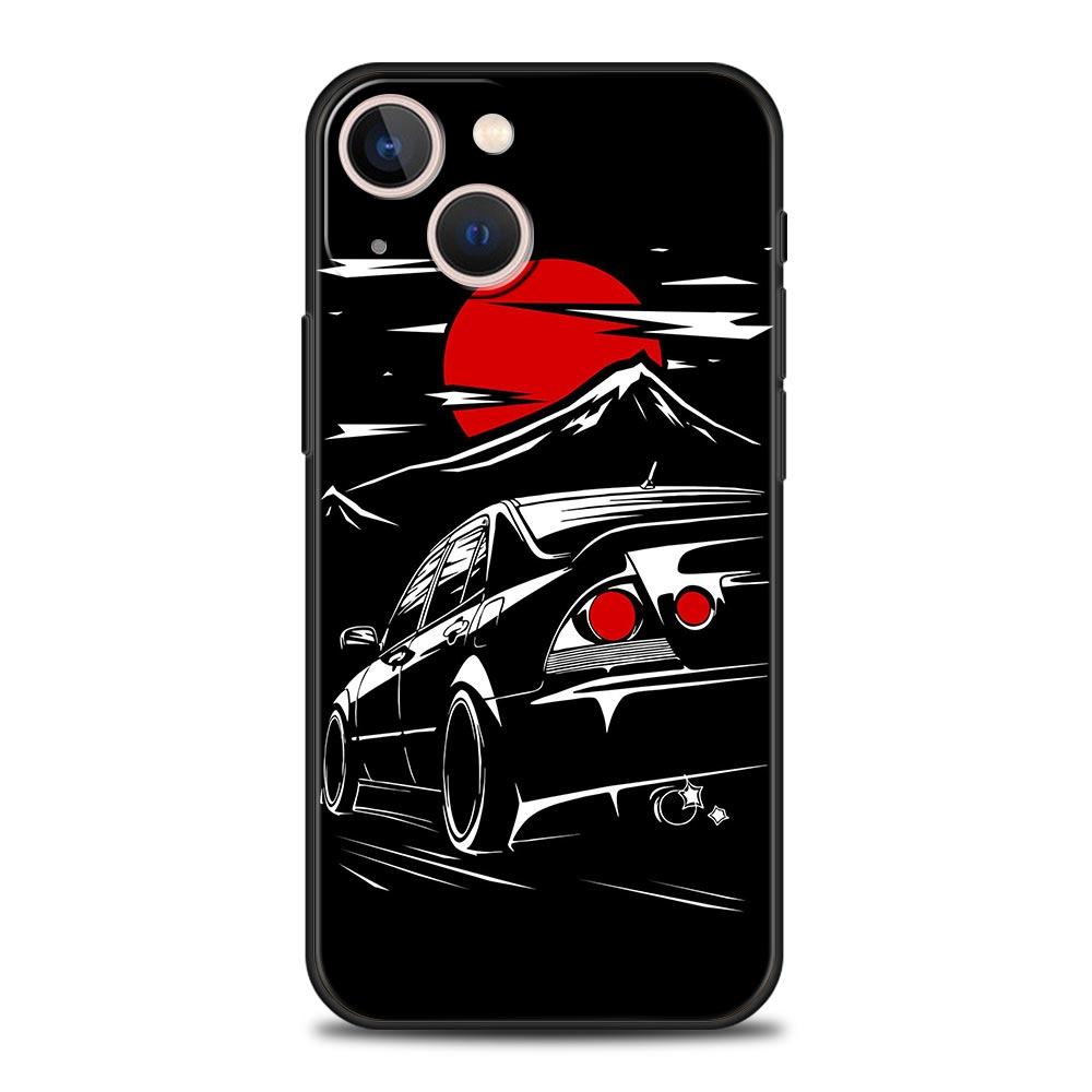 Japan JDM Sports Car Phone Case For iPhone Apple 14 13 Pro Max 12 11 Mini 7 8 Plus XR XS X SE 2020 Cover Shell Black Coque Funda