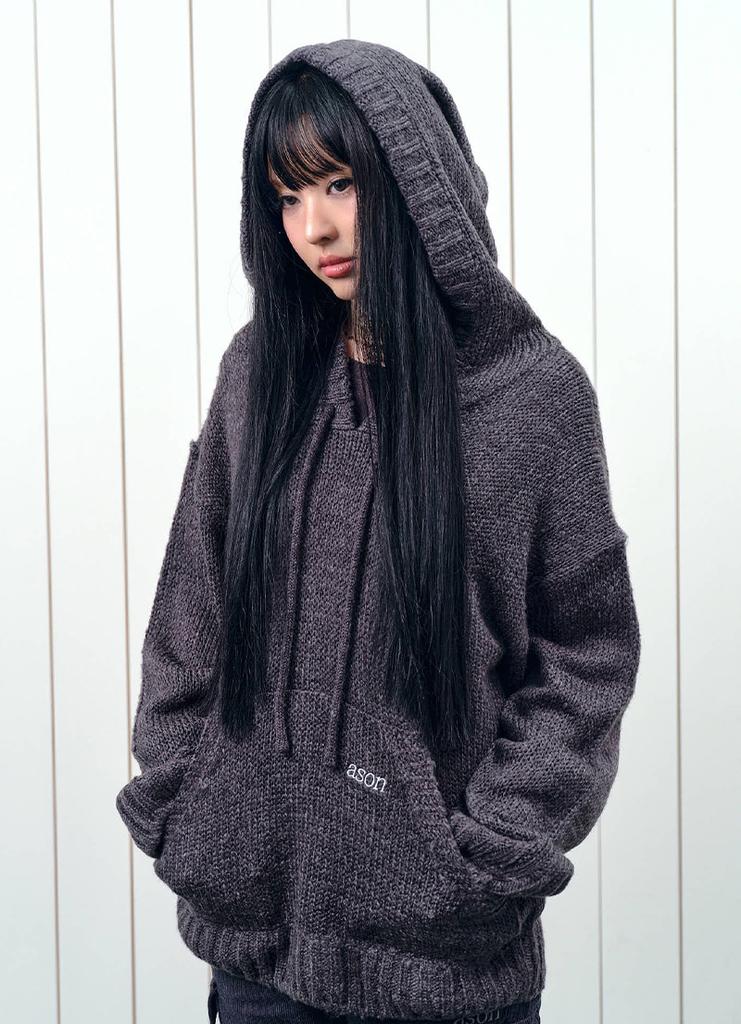 Aejeuon Popo Hood Knit / Charcoal