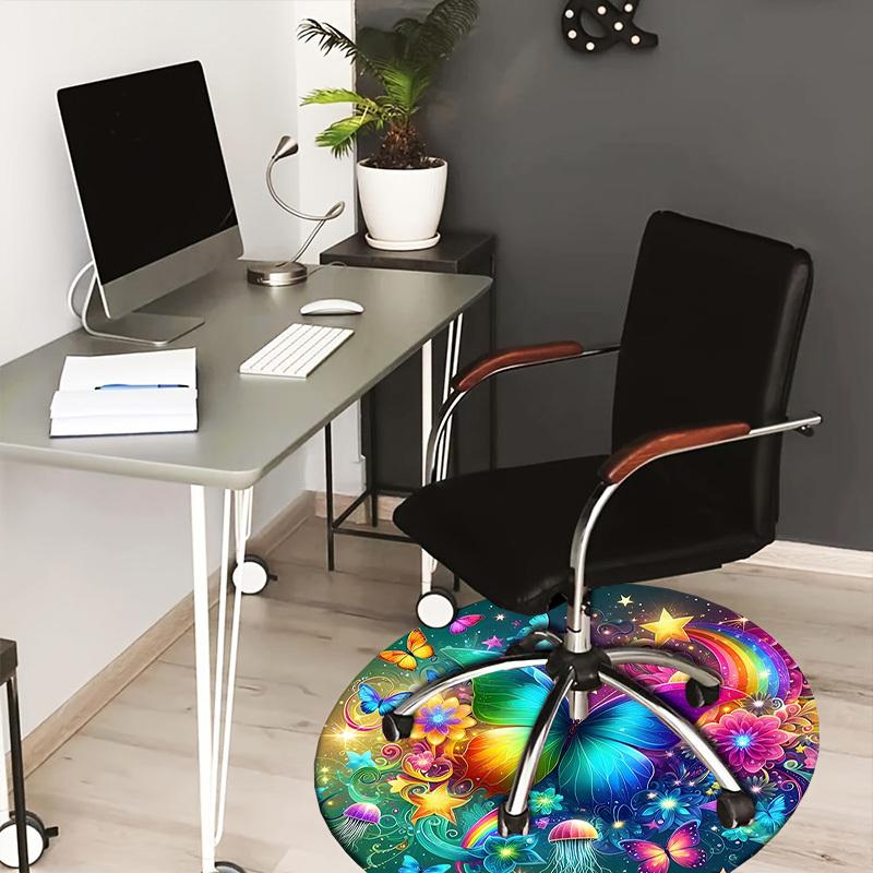 

1pc Office Carpet Chair Mats Colorful Fantasy Butterfly Garden Perfect for Decorating Office Chairs, Living Rooms, Or Bedrooms.YDT200 80cm by 80cm